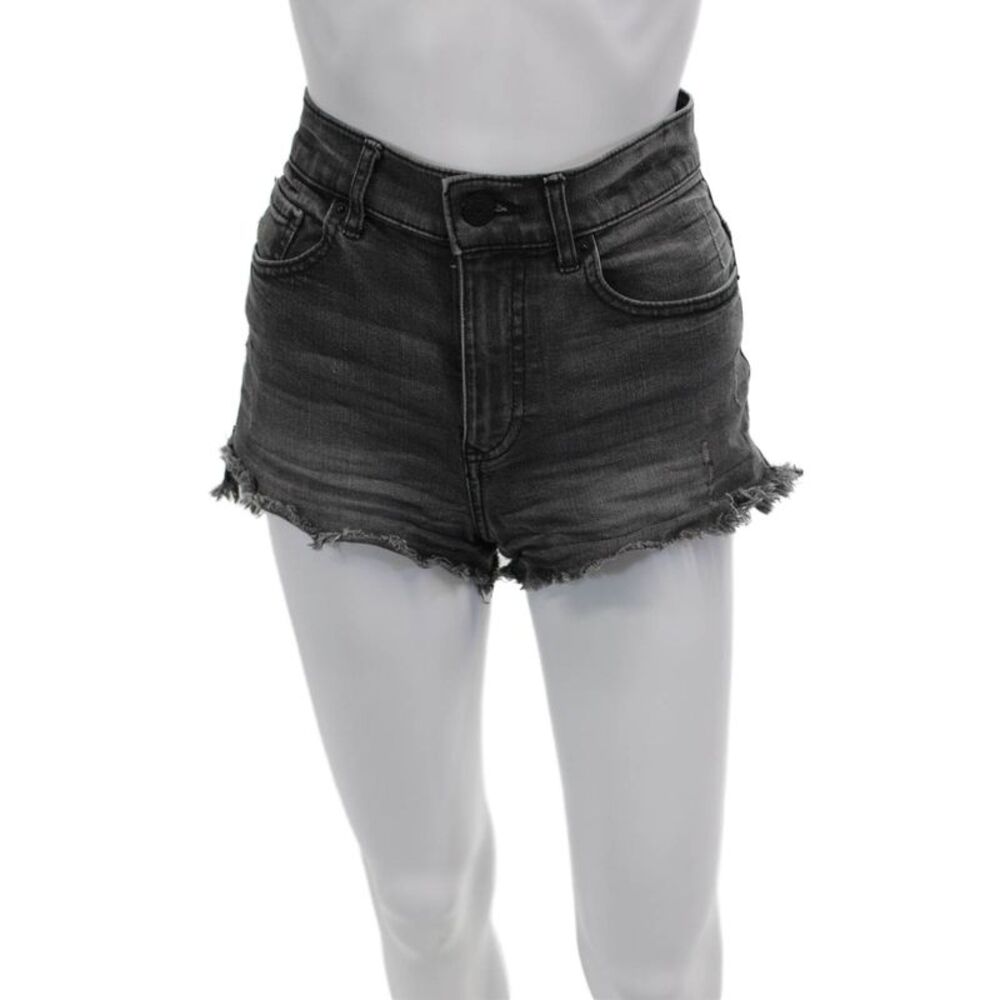 Express Unisex Dark Gray 90s Button Solid Cotton Blend Shorts Size 2
